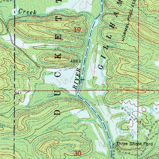 Topographic Map of Mallon Ford (historical), AR