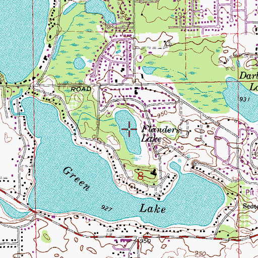 Topographic Map of Flanders Lake, MI