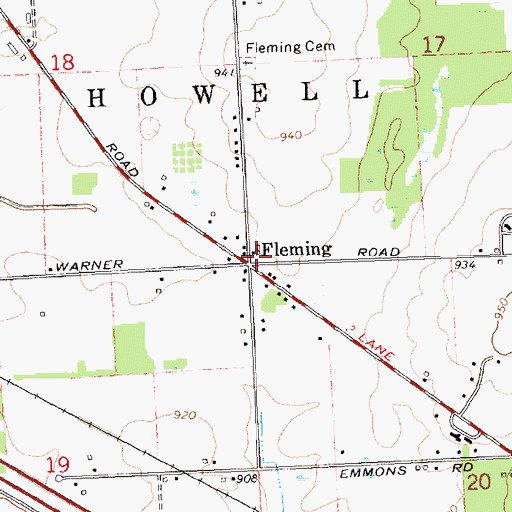 Topographic Map of Fleming, MI