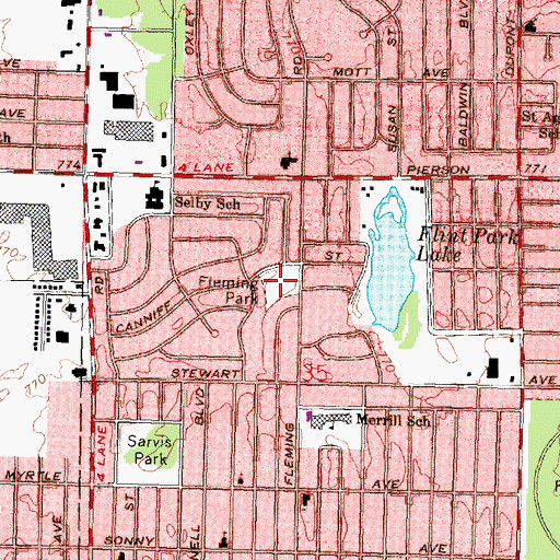 Topographic Map of Fleming Park, MI
