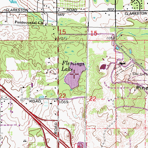 Topographic Map of Flemings Lake, MI