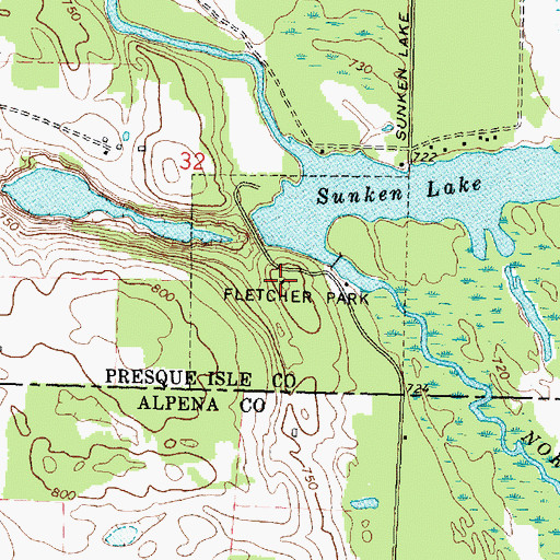 Topographic Map of Fletcher Park, MI