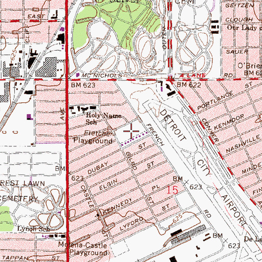 Topographic Map of Fletcher Playground, MI