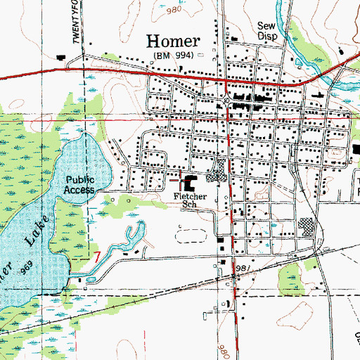 Topographic Map of Fletcher School, MI