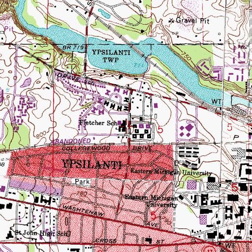 Topographic Map of Fletcher School, MI