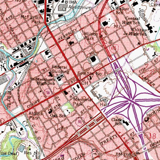 Topographic Map of Flint, MI