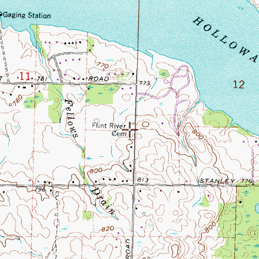 Topographic Map of Flint River Cemetery, MI
