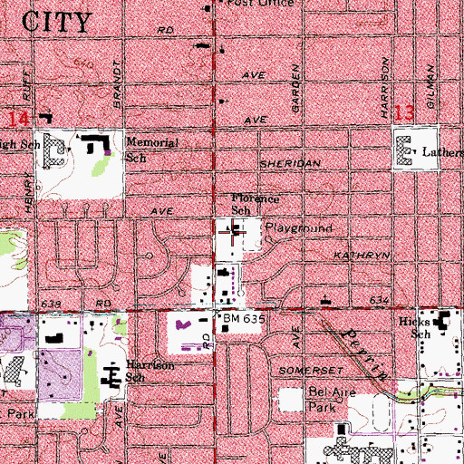 Topographic Map of Florence School, MI