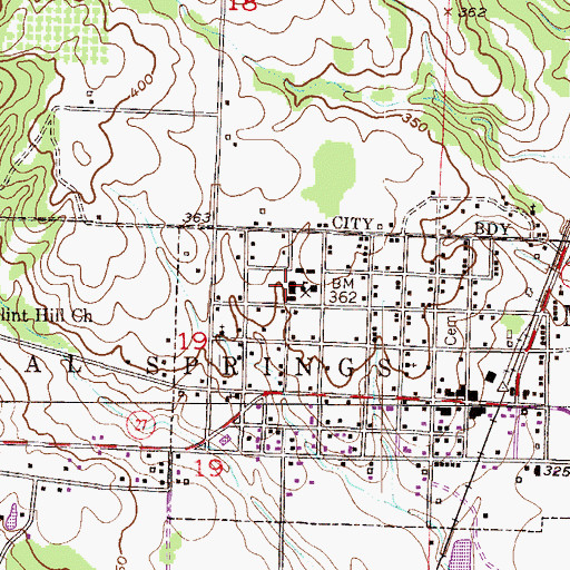 Topographic Map of Mineral Springs Elementary School, AR
