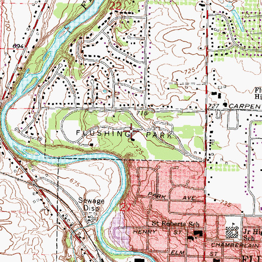 Topographic Map of Flushing Park, MI