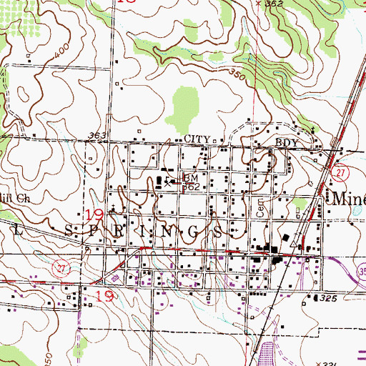Topographic Map of Mineral Springs High School, AR