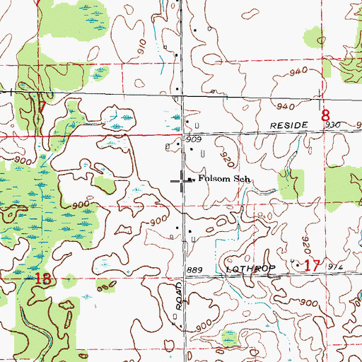 Topographic Map of Folsom School, MI