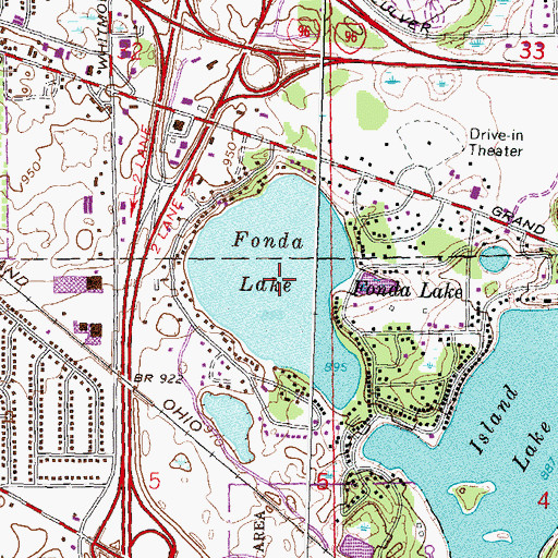 Topographic Map of Fonda Lake, MI