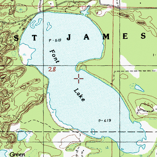 Topographic Map of Font Lake, MI