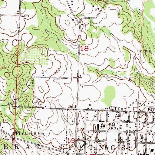 Topographic Map of Mineral Springs School (historical), AR