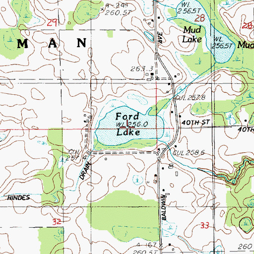 Topographic Map of Ford Lake, MI