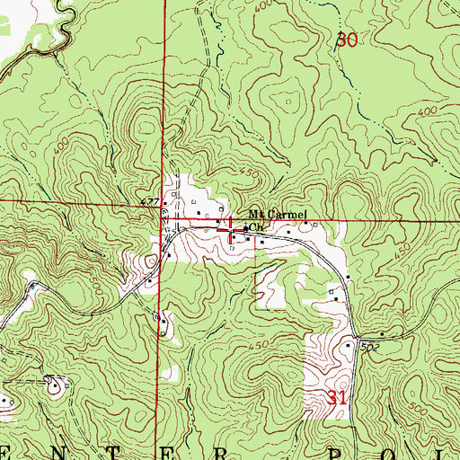 Topographic Map of Mount Carmel, AR