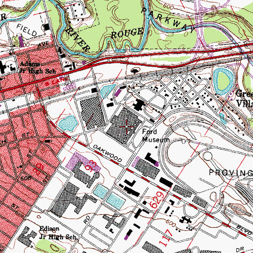 Topographic Map of Ford Museum, MI