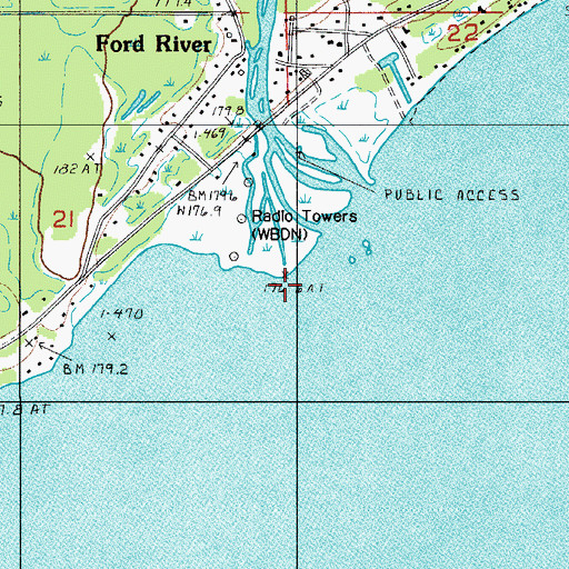 Topographic Map of Ford River, MI