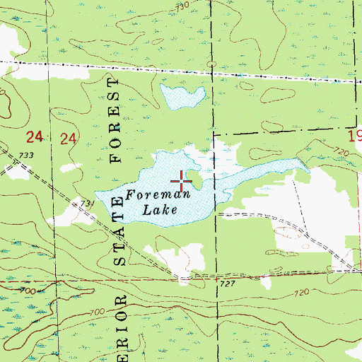 Topographic Map of Foreman Lake, MI