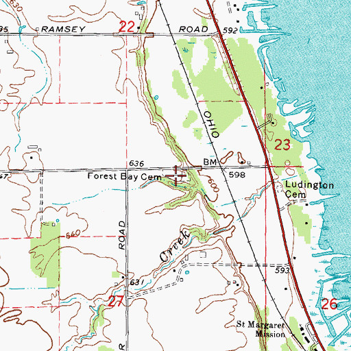 Topographic Map of Forest Bay Cemetery, MI