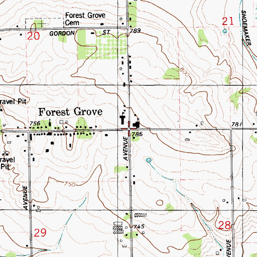 Topographic Map of Forest Grove, MI