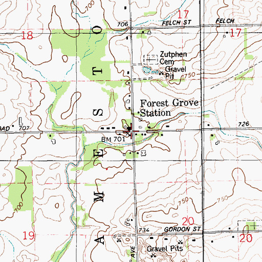 Topographic Map of Forest Grove Station, MI