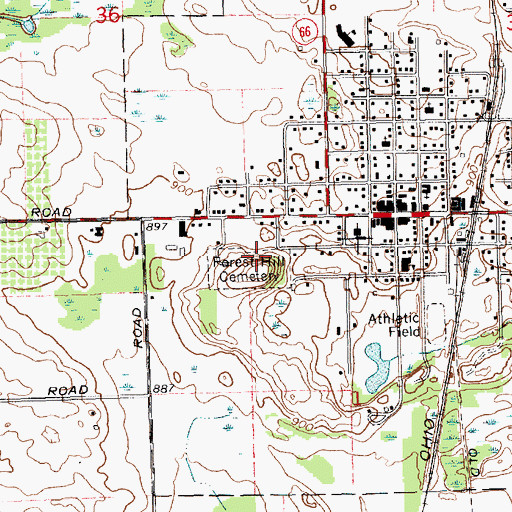 Topographic Map of Forest Hill Cemetery, MI