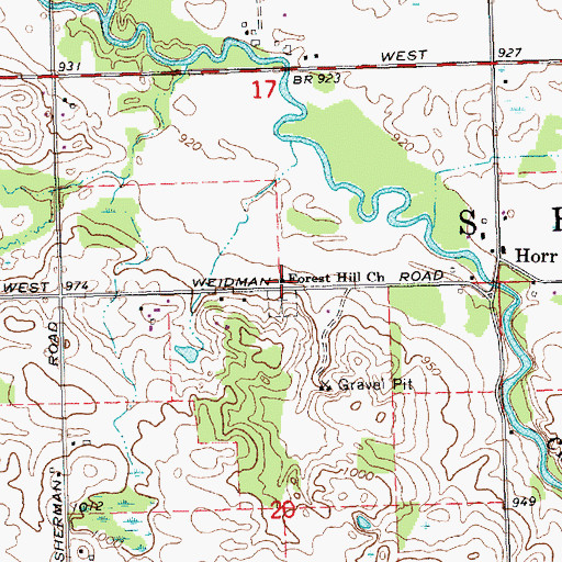 Topographic Map of Forest Hill Church, MI
