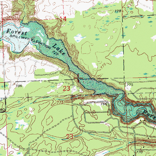 Topographic Map of Forest Lake, MI