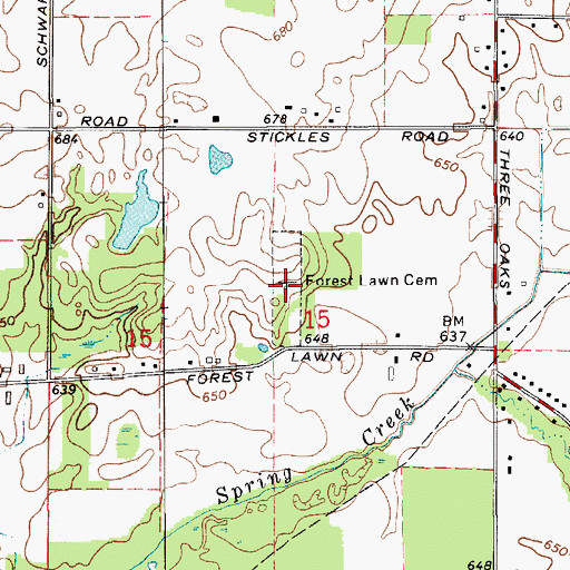 Topographic Map of Forest Lawn Cemetery, MI