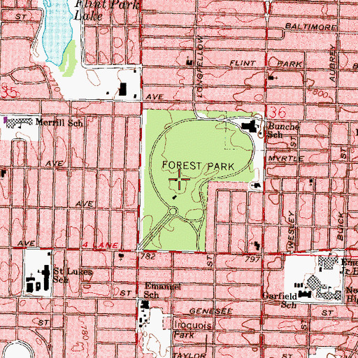 Topographic Map of Forest Park, MI