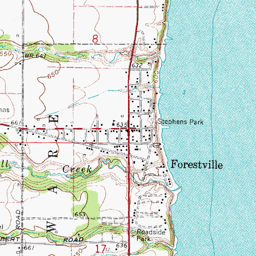 Topographic Map of Forestville, MI
