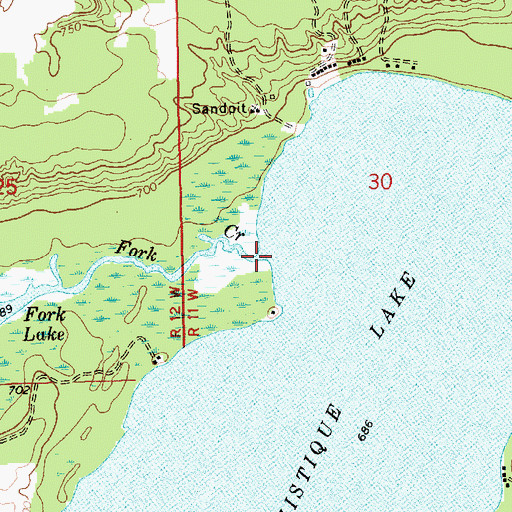 Topographic Map of Fork Creek, MI