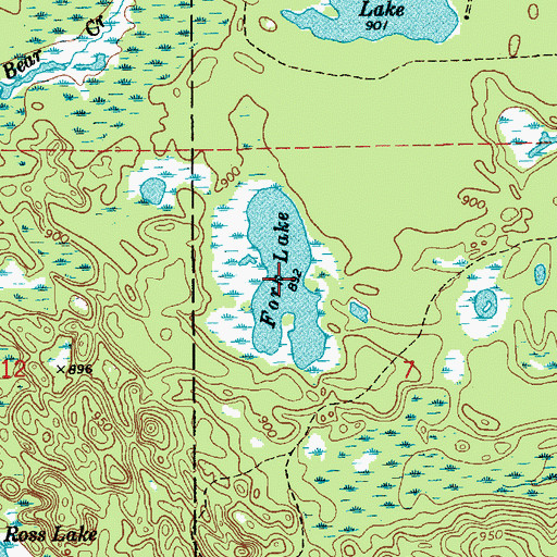 Topographic Map of Fork Lake, MI