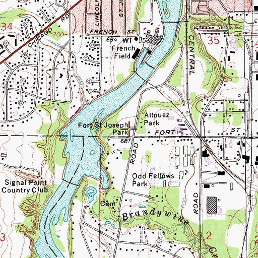 Topographic Map of Fort Saint Joseph Park, MI