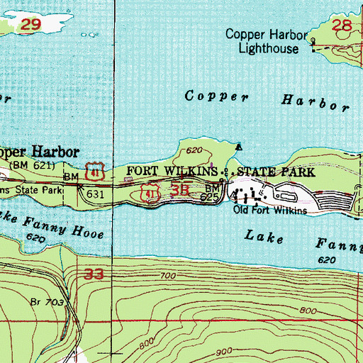 Topographic Map of Fort Wilkins State Park, MI
