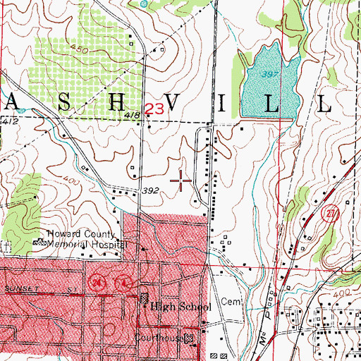 Topographic Map of Nashville Elementary School, AR