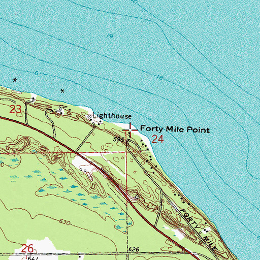 Topographic Map of Forty Mile Point, MI