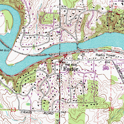Topographic Map of Foster, MI