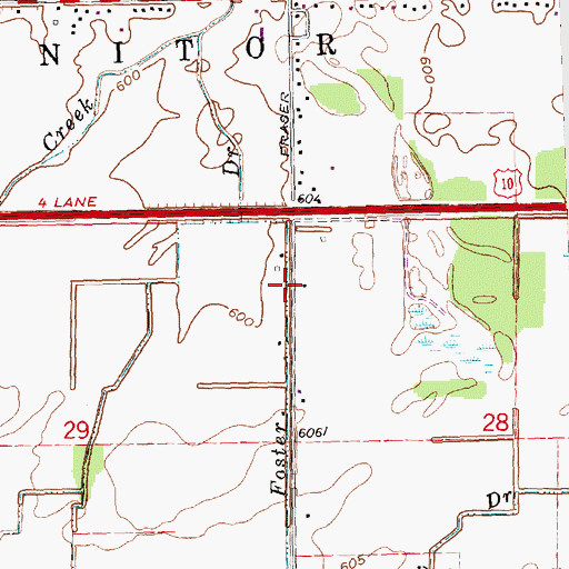 Topographic Map of Foster Drain, MI