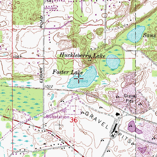 Topographic Map of Foster Lake, MI