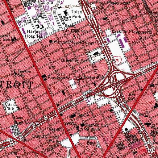 Topographic Map of Foster School, MI