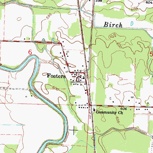 Topographic Map of Fosters, MI