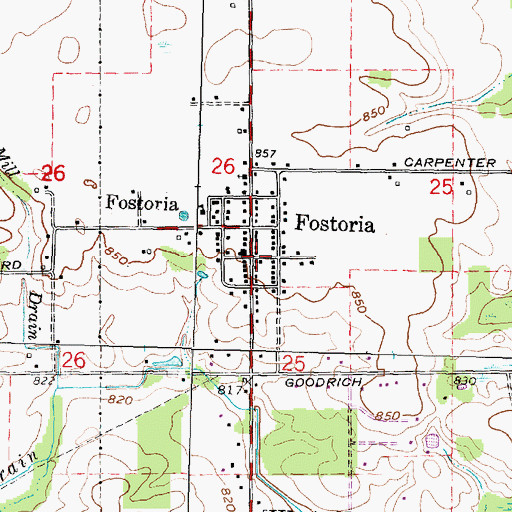 Topographic Map of Fostoria, MI