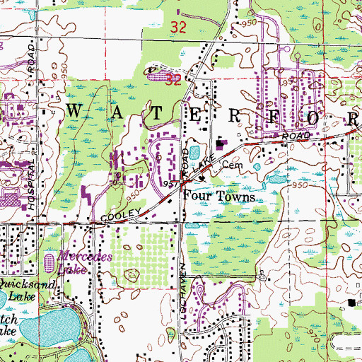 Topographic Map of Four Towns, MI