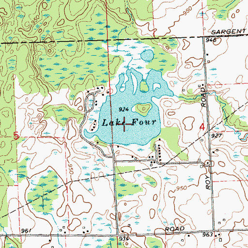 Topographic Map of Lake Four, MI