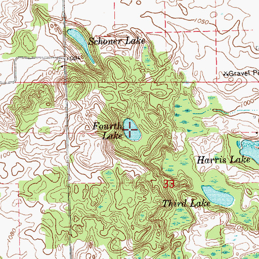 Topographic Map of Fourth Lake, MI