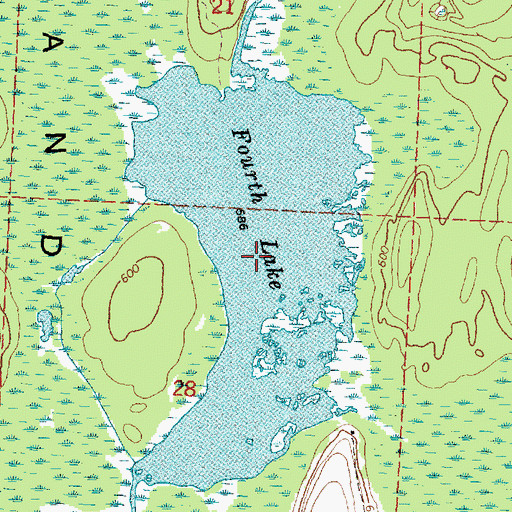 Topographic Map of Fourth Lake, MI