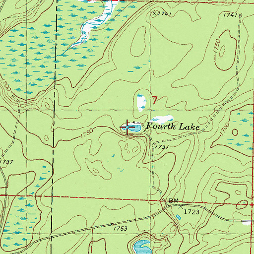 Topographic Map of Fourth Lake, MI